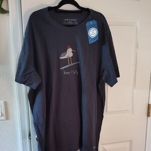 Life Is Good Dark Gray Tee with Seagull Design